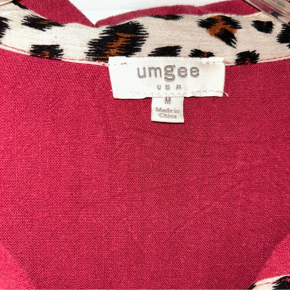 Umgee Pink Tunic with Leopard Accents Women’s Medium - Picture 6 of 8